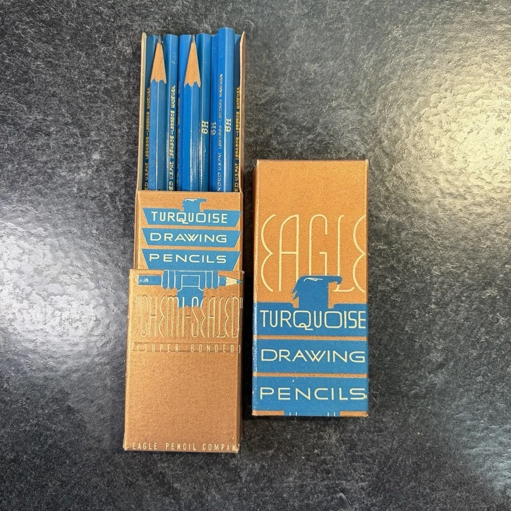 1930s Eagle Turquoise Chemi Sealed Super Bonded‎ Drawing Pencils 7H 6H 4H